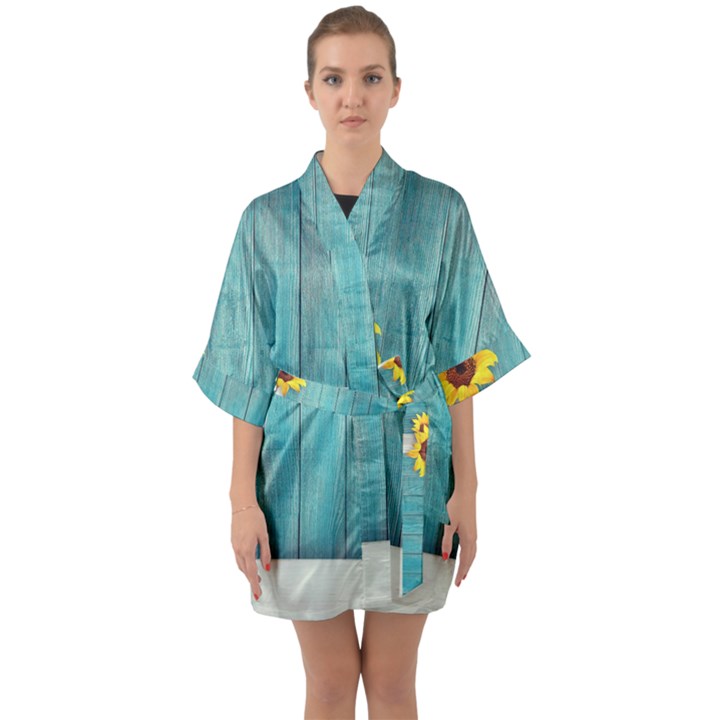 Sun Flower 3292932 960 720 Half Sleeve Satin Kimono 