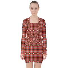 Plaid 857955 960 720 V-neck Bodycon Long Sleeve Dress by vintage2030