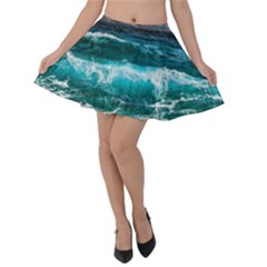 Waves 3975256 960 720 Velvet Skater Skirt