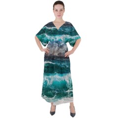 Waves 3975256 960 720 V-neck Boho Style Maxi Dress