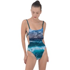 Waves 3975256 960 720 Tie Strap One Piece Swimsuit