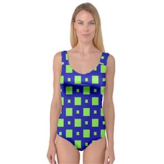 Squares Grid Seamless Princess Tank Leotard 