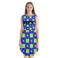 Squares Grid Seamless Sleeveless Chiffon Dress  