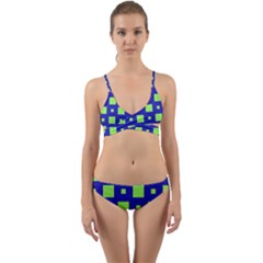 Squares Grid Seamless Wrap Around Bikini Set by Vaneshart