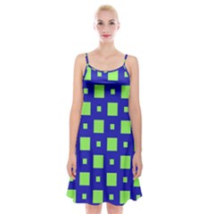 Squares Grid Seamless Spaghetti Strap Velvet Dress