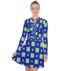 Squares Grid Seamless Long Sleeve Panel Dress