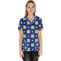 Squares Grid Seamless Women s V-Neck Scrub Top View1