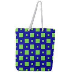 Squares Grid Seamless Full Print Rope Handle Tote (Large)