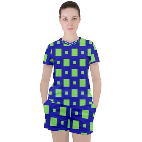 Squares Grid Seamless Women s Tee And Shorts Set by Vaneshart