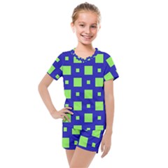 Squares Grid Seamless Kids  Mesh Tee and Shorts Set