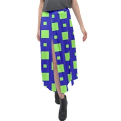 Squares Grid Seamless Velour Split Maxi Skirt