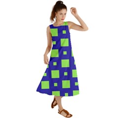 Squares Grid Seamless Summer Maxi Dress