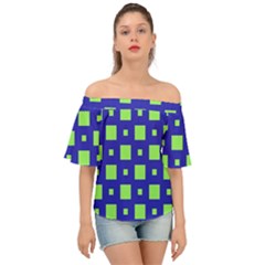 Squares Grid Seamless Off Shoulder Short Sleeve Top by Vaneshart