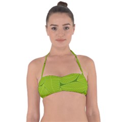 Pattern Leaves Walnut Nature Halter Bandeau Bikini Top by Vaneshart