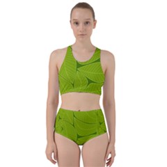 Pattern Leaves Walnut Nature Racer Back Bikini Set by Vaneshart