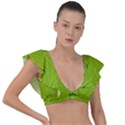 Pattern Leaves Walnut Nature Plunge Frill Sleeve Bikini Top View1