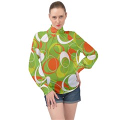 Abstract Seamless Pattern Background High Neck Long Sleeve Chiffon Top by Vaneshart