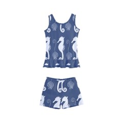 Seahorse Shell Pattern Kids  Boyleg Swimsuit by Vaneshart