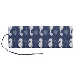 Seahorse Shell Pattern Roll Up Canvas Pencil Holder (m)