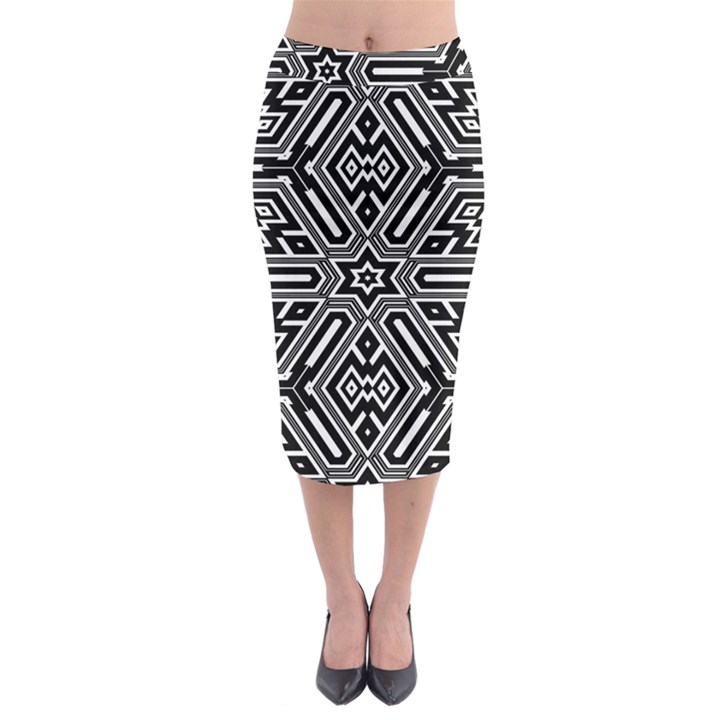 Grid Pattern Backdrop Midi Pencil Skirt