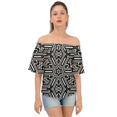 Grid Pattern Backdrop Off Shoulder Short Sleeve Top by Vaneshart