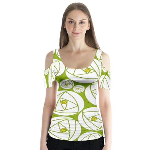 Rose Abstract Rose Garden Butterfly Sleeve Cutout Tee  by Vaneshart