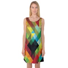 Pattern Colorful Geometry Abstract Wallpaper Sleeveless Satin Nightdress by Vaneshart