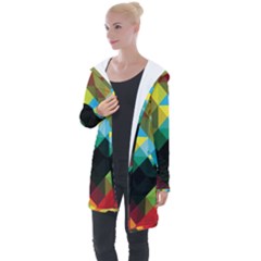 Pattern Colorful Geometry Abstract Wallpaper Longline Hooded Cardigan by Vaneshart