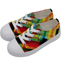 Pattern Colorful Geometry Abstract Wallpaper Kids  Low Top Canvas Sneakers by Vaneshart