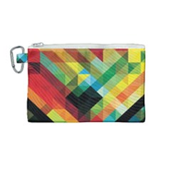 Pattern Colorful Geometry Abstract Wallpaper Canvas Cosmetic Bag (medium) by Vaneshart