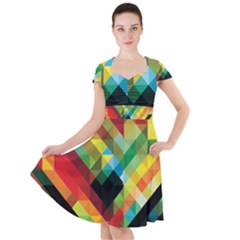 Pattern Colorful Geometry Abstract Wallpaper Cap Sleeve Midi Dress by Vaneshart