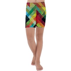 Pattern Colorful Geometry Abstract Wallpaper Kids  Lightweight Velour Capri Yoga Leggings by Vaneshart