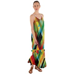 Pattern Colorful Geometry Abstract Wallpaper Cami Maxi Ruffle Chiffon Dress by Vaneshart