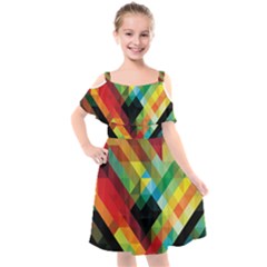 Pattern Colorful Geometry Abstract Wallpaper Kids  Cut Out Shoulders Chiffon Dress