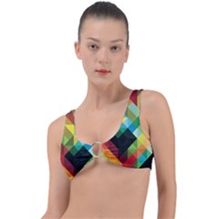 Pattern Colorful Geometry Abstract Wallpaper Ring Detail Bikini Top by Vaneshart