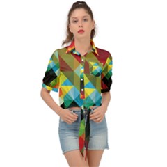 Pattern Colorful Geometry Abstract Wallpaper Tie Front Shirt 