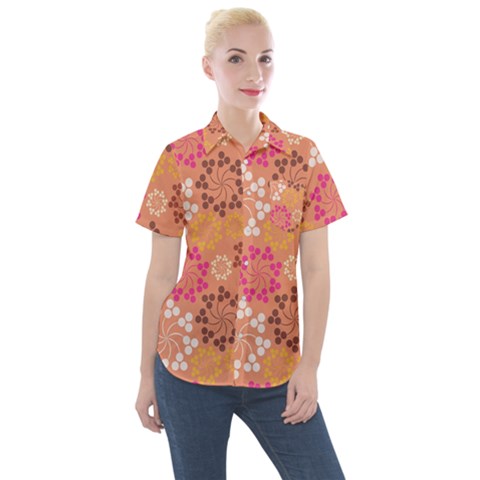 Abstract Seamless Pattern Graphic Pattern Women s Short Sleeve Pocket Shirt by Vaneshart