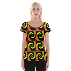 Spiral Seamless Pattern Cap Sleeve Top