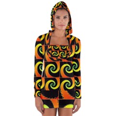 Spiral Seamless Pattern Long Sleeve Hooded T-shirt