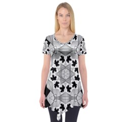 Seamless Pattern With Maple Leaves Short Sleeve Tunic  by Vaneshart