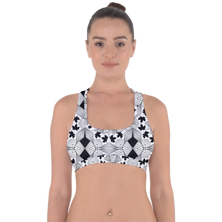 Seamless Pattern With Maple Leaves Cross Back Hipster Bikini Top 