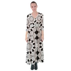 Seamless Pattern With Maple Leaves Button Up Maxi Dress by Vaneshart