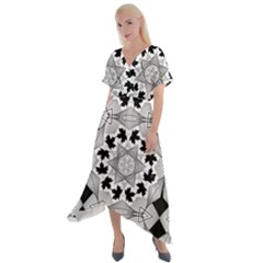 Seamless Pattern With Maple Leaves Cross Front Sharkbite Hem Maxi Dress by Vaneshart