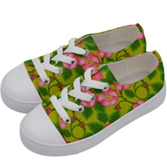 Roses Flowers Pattern Kids  Low Top Canvas Sneakers by Vaneshart