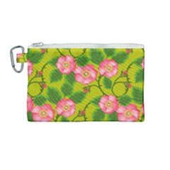 Roses Flowers Pattern Canvas Cosmetic Bag (medium) by Vaneshart