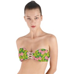 Roses Flowers Pattern Twist Bandeau Bikini Top by Vaneshart