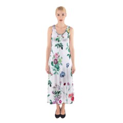 Leaves Green Aop Sleeveless Maxi Dress by Vaneshart