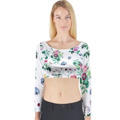 Leaves Green Aop Long Sleeve Crop Top by Vaneshart