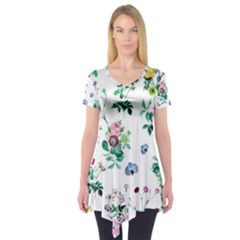 Leaves Green Aop Short Sleeve Tunic  by Vaneshart