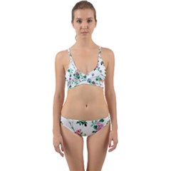 Leaves Green Aop Wrap Around Bikini Set by Vaneshart